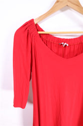 שמלה אופשולדרס מעוצבת באדום -L